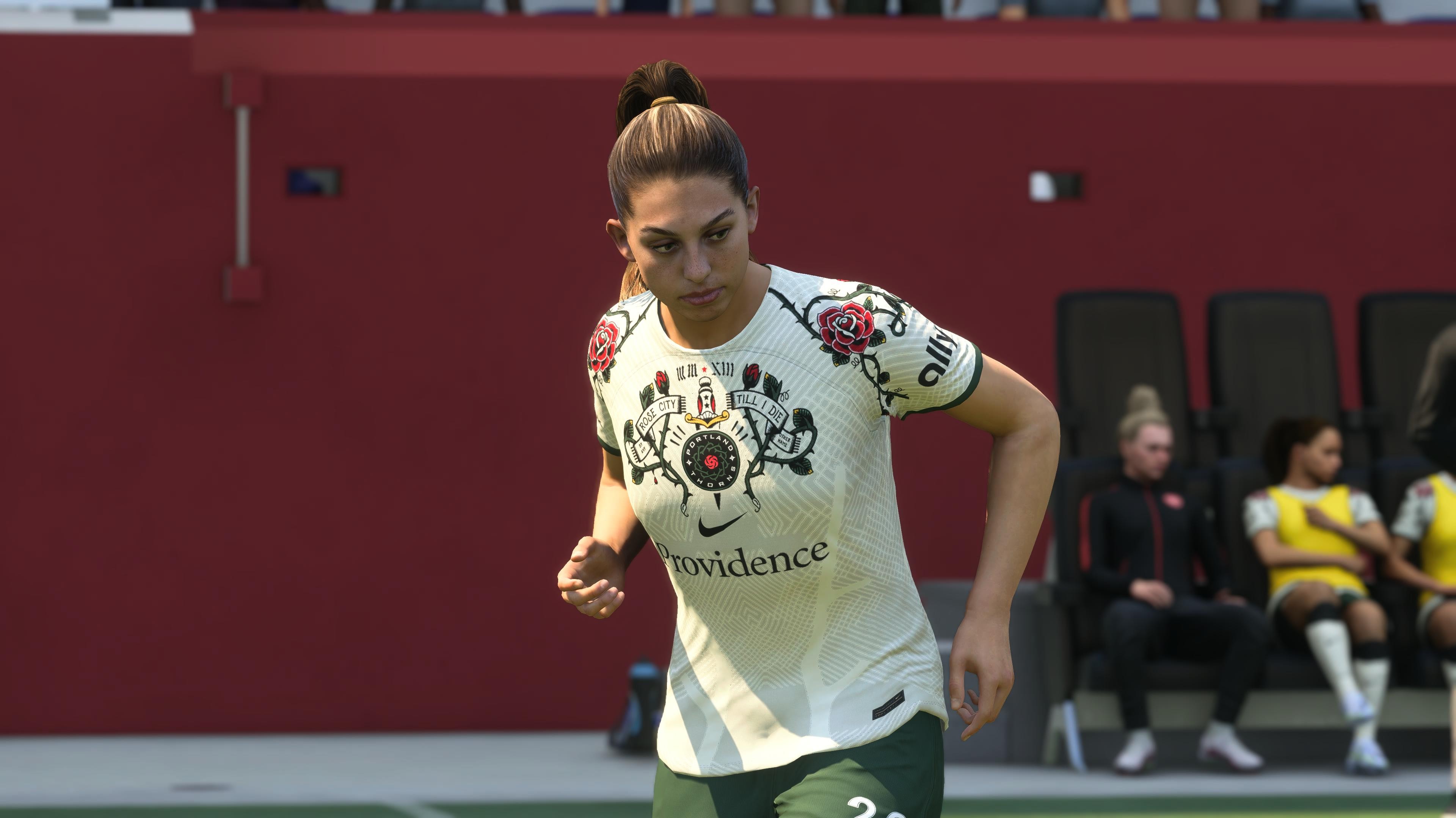 „Rose City till I die” – so der Leitspruch des Klubs Portland Thorns aus der US-amerikanischen Frauen-Liga. Rosen wie Dornen finden sich auf diesem edlen Dress im Brust- und Schulterbereich in kunstvollen Verzierungen. Zum Trikot in Eierschale passen die dunkelgrünen Shorts.