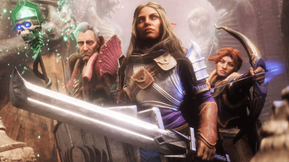 Screenshot aus Dragon Age: The Veilguard, bei der ein Teil der neue Held*innen-Truppe zu sehen ist.