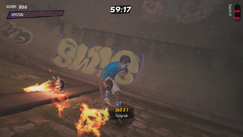 Screenshot aus Tony Hawk's Pro Skater 3+4 von einem Tailgrab