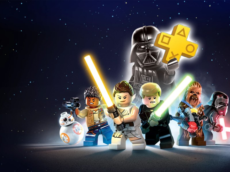 Bild von LEGO Star Wars: The Skywalker Saga, bei dem Darth Vader das PS Plus-Zeichen in der Hand hÃ¤lt.