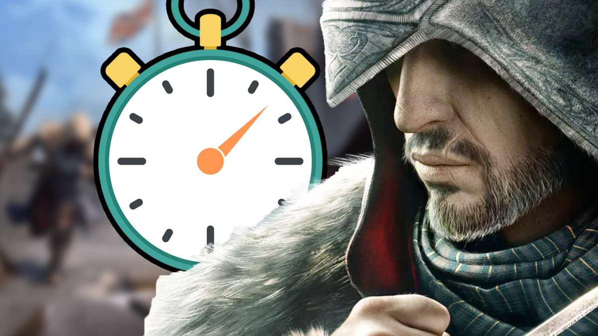 Eine Bildmontage, bestehend aus einem mÃ¤nnlich gelesenem Charakter aus Assassin's Creed Revelations und einer Verfolgungsjagd-Szene aus Assassin's Creed 3.