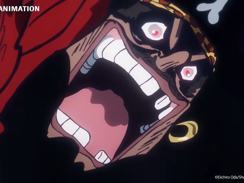 Eine Nahaufnahme von Blackbeard aus One Piece.