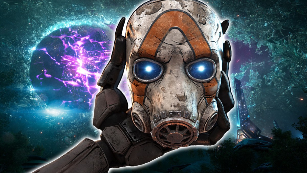 Screenshot-Montage aus Borderlands 4. Im Vordergrund ist eine mechanische Hand mit Psycho-Maske zu sehen.