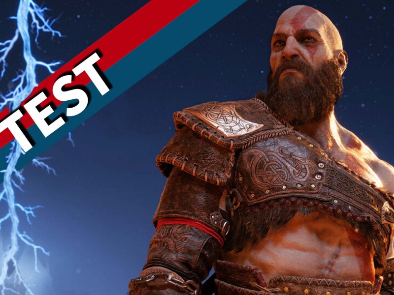 Screenshot aus God of War RagnarÃ¶k. Zu sehen ist Protagonist Kratos.