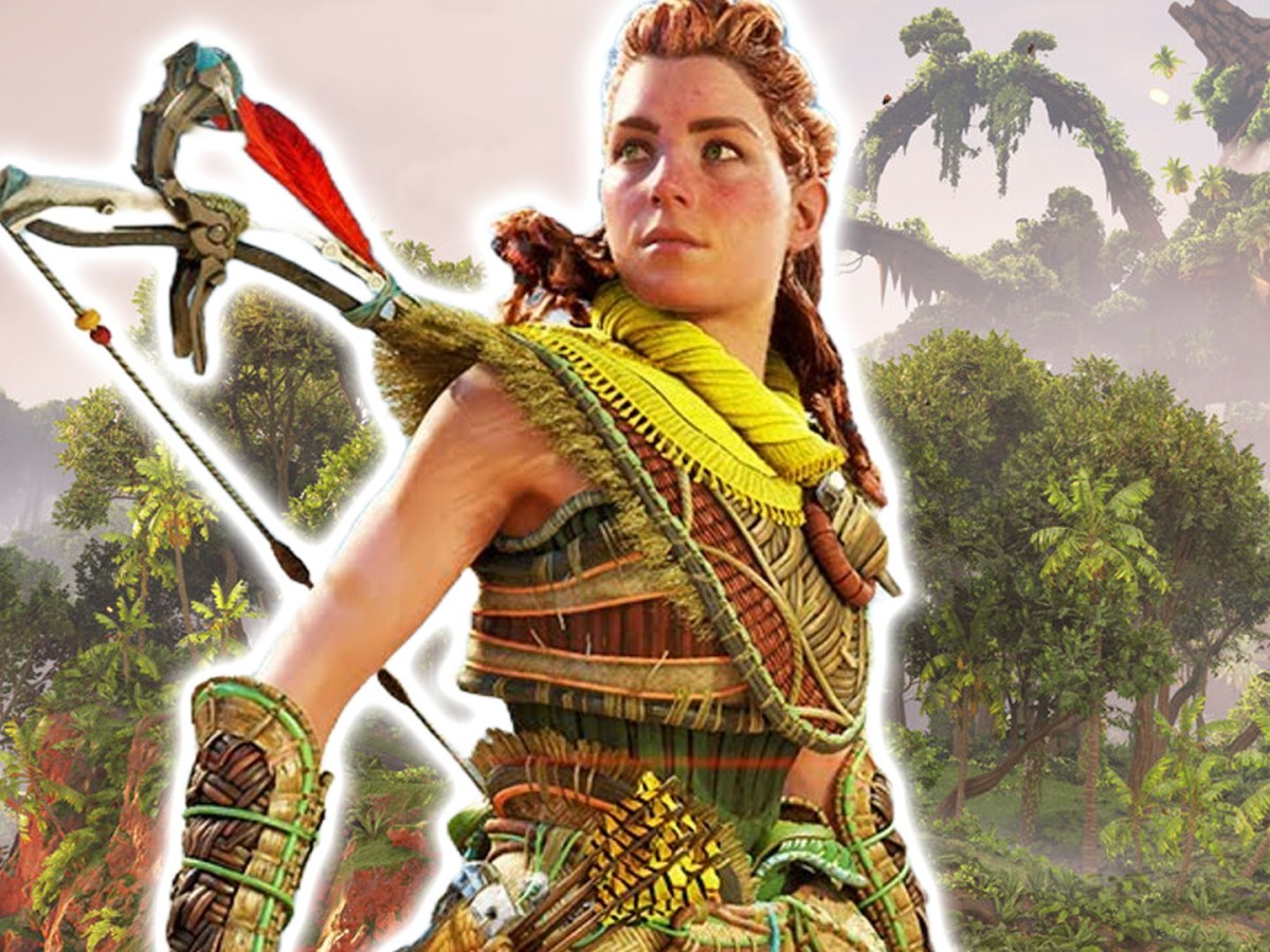 Screenshot aus Horizon Forbidden West, im Vordergrund ist Protagonistin Aloy zu sehen.