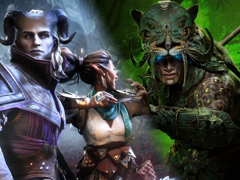 Screenshot-Collage aus Dragon Age: The Veilguard und Diablo 4: Vessel of Hatred.