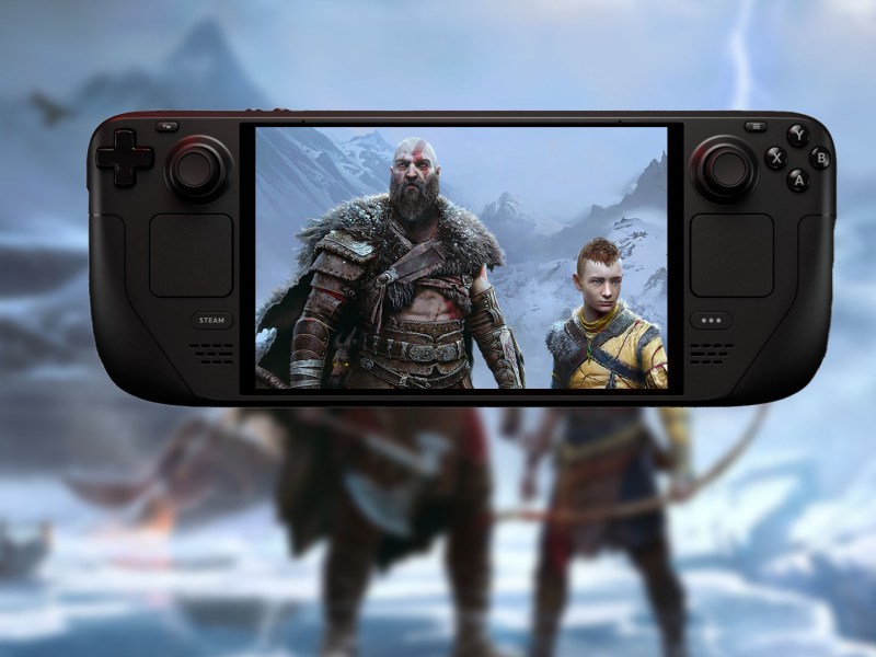 Screenshot-Montage von God of War RagnarÃ¶k auf dem Steam Deck.
