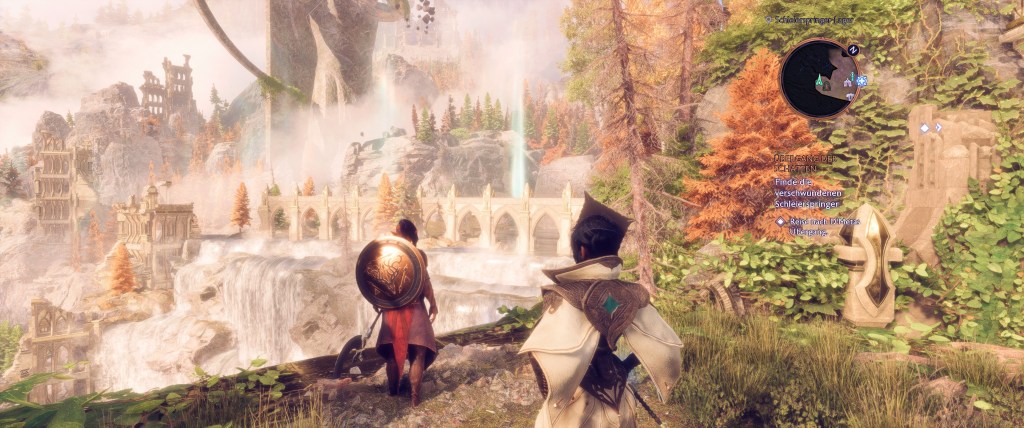 Screenshot aus Dragon Age: Veilguard. Hier zu sehen der elfische Wald.