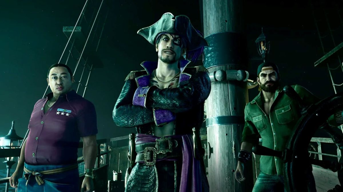 Goro Majima und seine Crew in Like A Dragon. Pirate Warrior in Hawaii