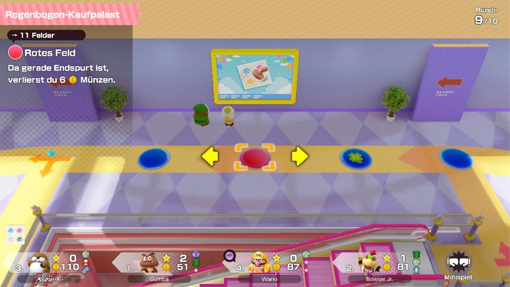 Screenshot eines Spielbretts in Super Mario Party Jamboree