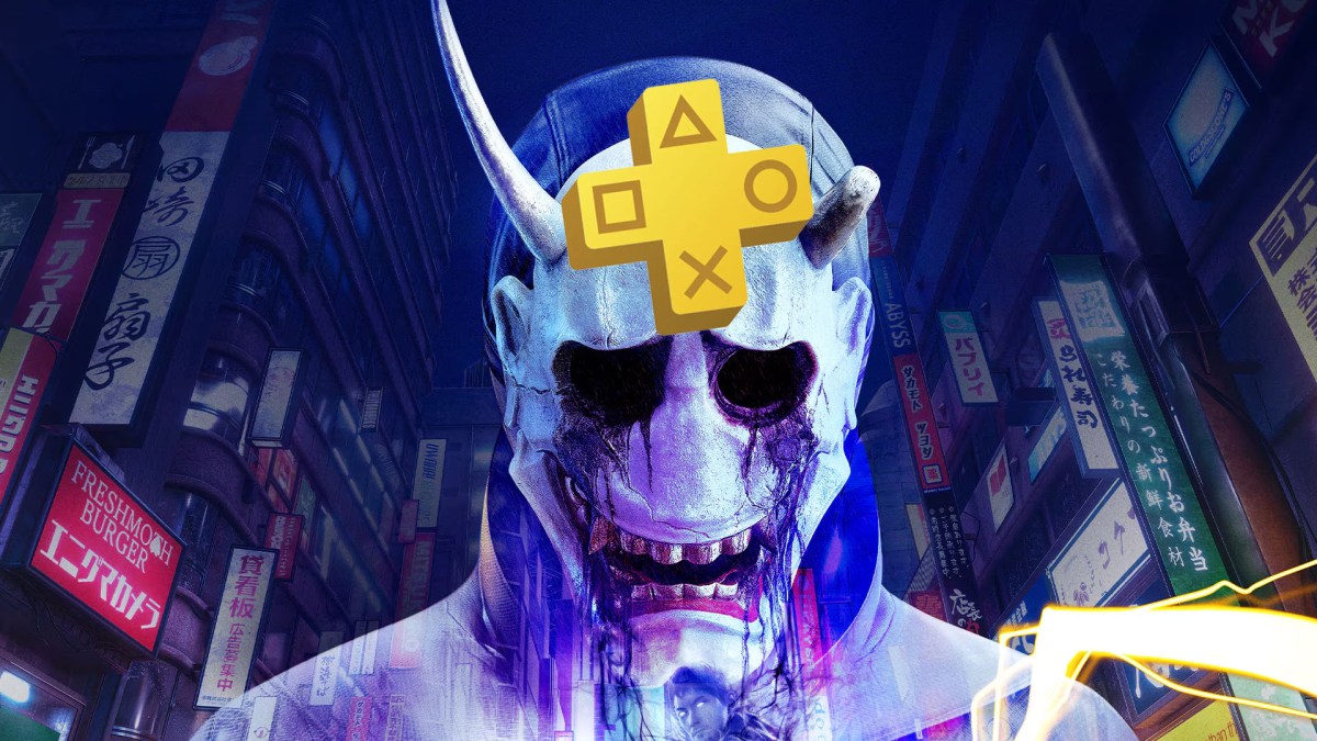 Artwork von Ghostwire Tokyo mit dem PS Plus-Logo versehen.