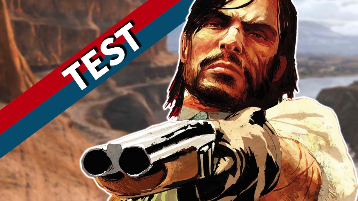 Artwork aus Red Dead Redemption mit John Marston im Vordergrund. Links oben ist das 4P-Testbanner zu sehen.