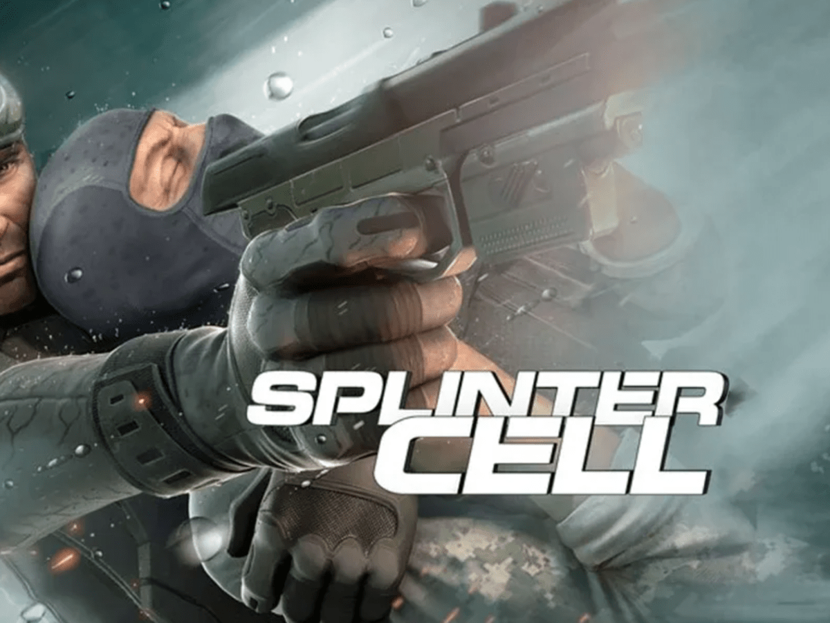 Ein Werbebild fÃ¼r das Spiel Tom Clancy's Splinter Cell 3D, worauf der Spieleheld Sam Fischer zu sehen ist.