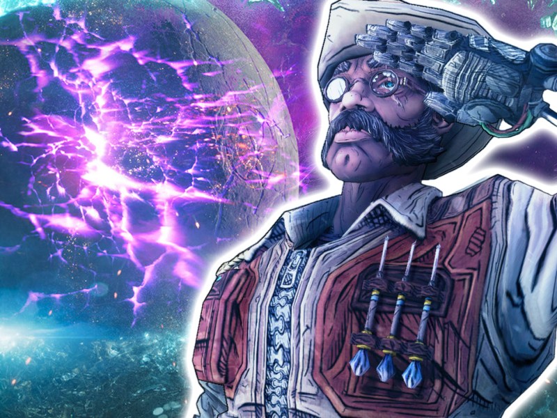 Screenshot aus Borderlands 4. Im Vordergrund ist Sir Hammerlock aus Borderlands 2 zu sehen.