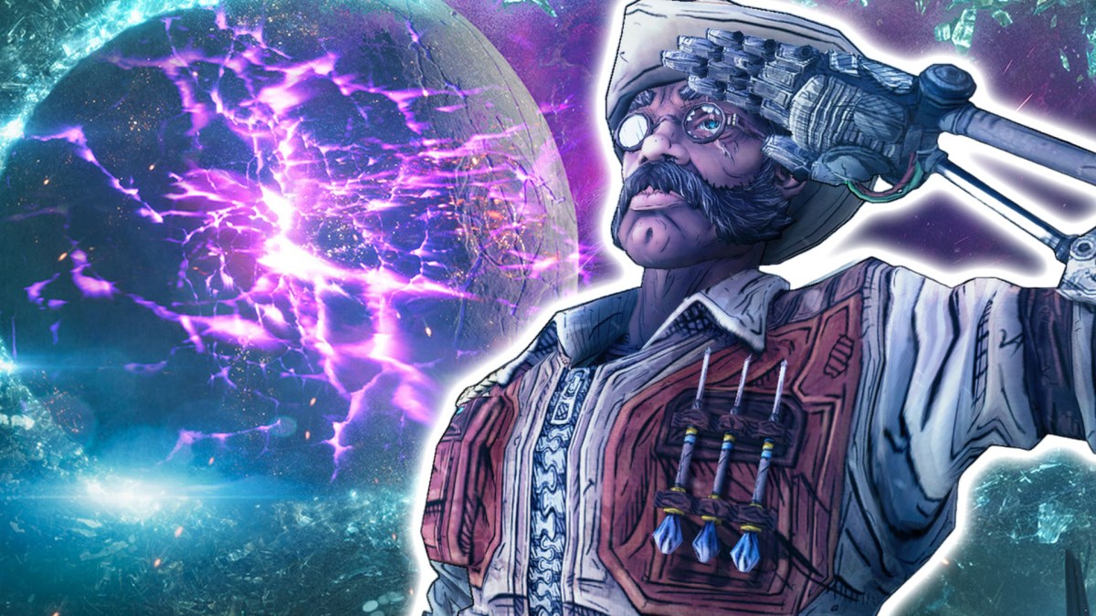 Screenshot aus Borderlands 4. Im Vordergrund ist Sir Hammerlock aus Borderlands 2 zu sehen.