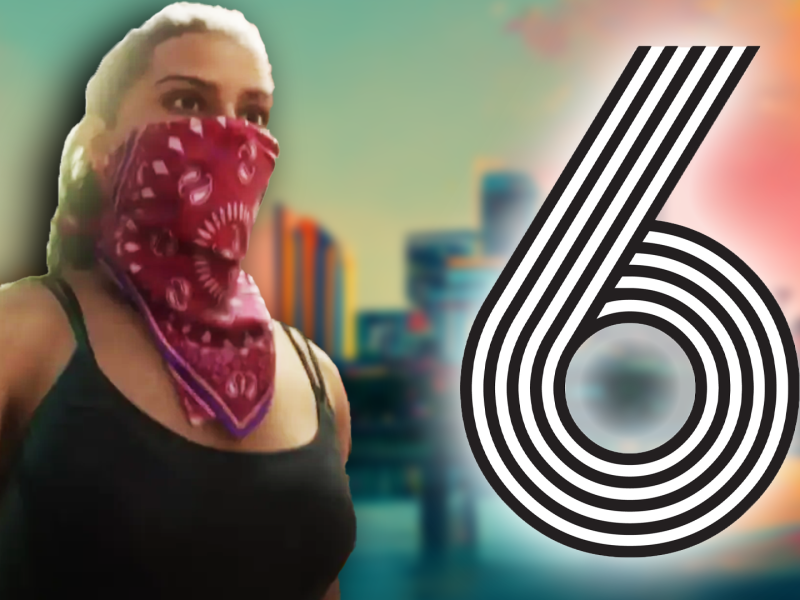 Bildmontage, in deren Zentrum Lucia steht, die weiblich gelesene Heldin aus GTA 6 von Rockstar Games.