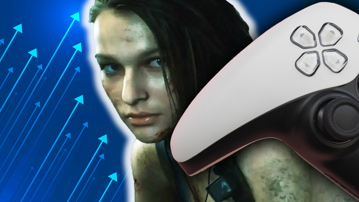 Eine Bildmontage, die Jill Valentine aus Resident Evil 3 Remake zeigt - und einen PlayStation-5-Controller im Anschnitt.