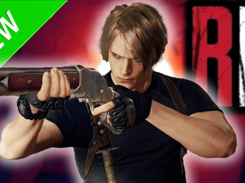 Eine Bildmontage, die den mÃ¤nnlich gelesenen Protagonisten aus Resident Evil 4 Remake zeigt - mit einem Gewehr im Anschlag.