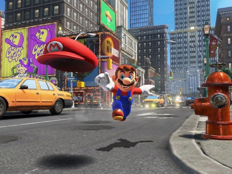 Mario wirft im Spiel Super Mario Odyssey seine MÃ¼tze