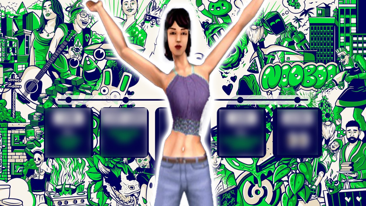 Artwork zum 25-jÃ¤hrigen JubilÃ¤um von Die Sims verbunden mit einer Figur aus dem ersten Serienteil.