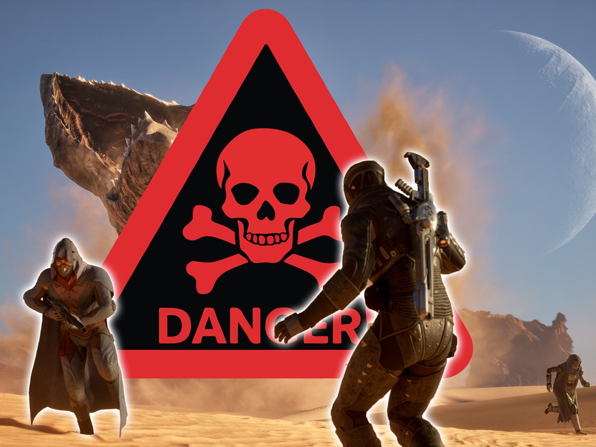 Ein Screenshot aus Dune Awakening mit einem Danger-Symbol.