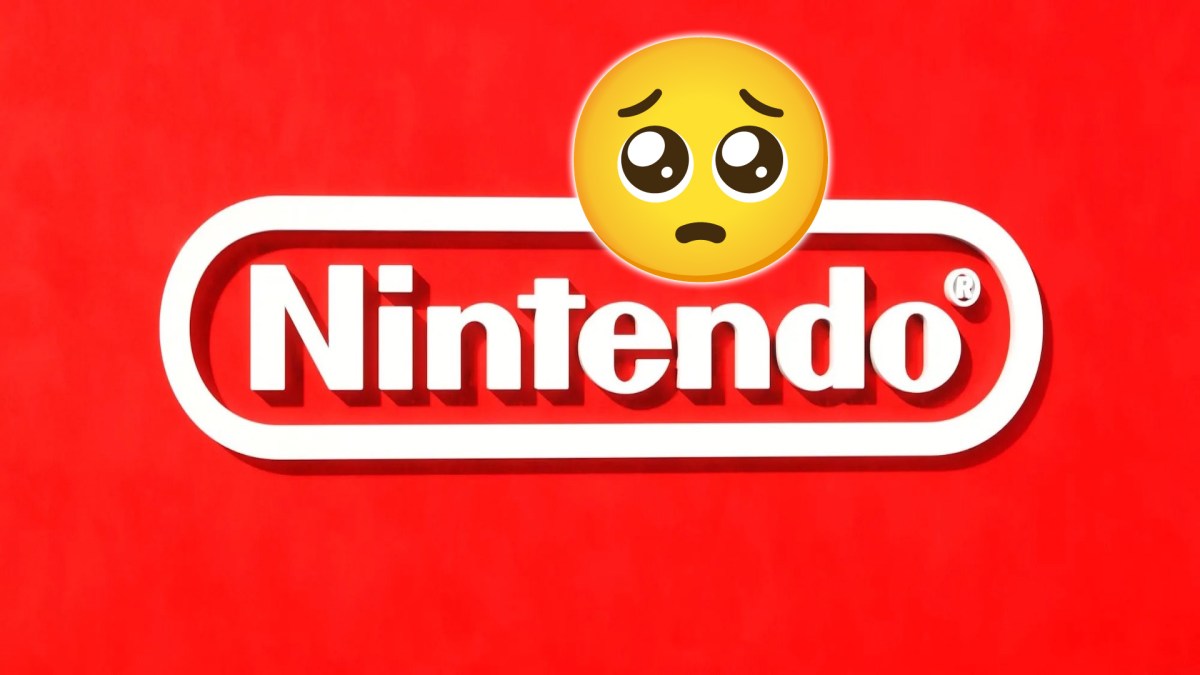 Das Logo von Nintendo mitsamt einem traurigen Smiley.