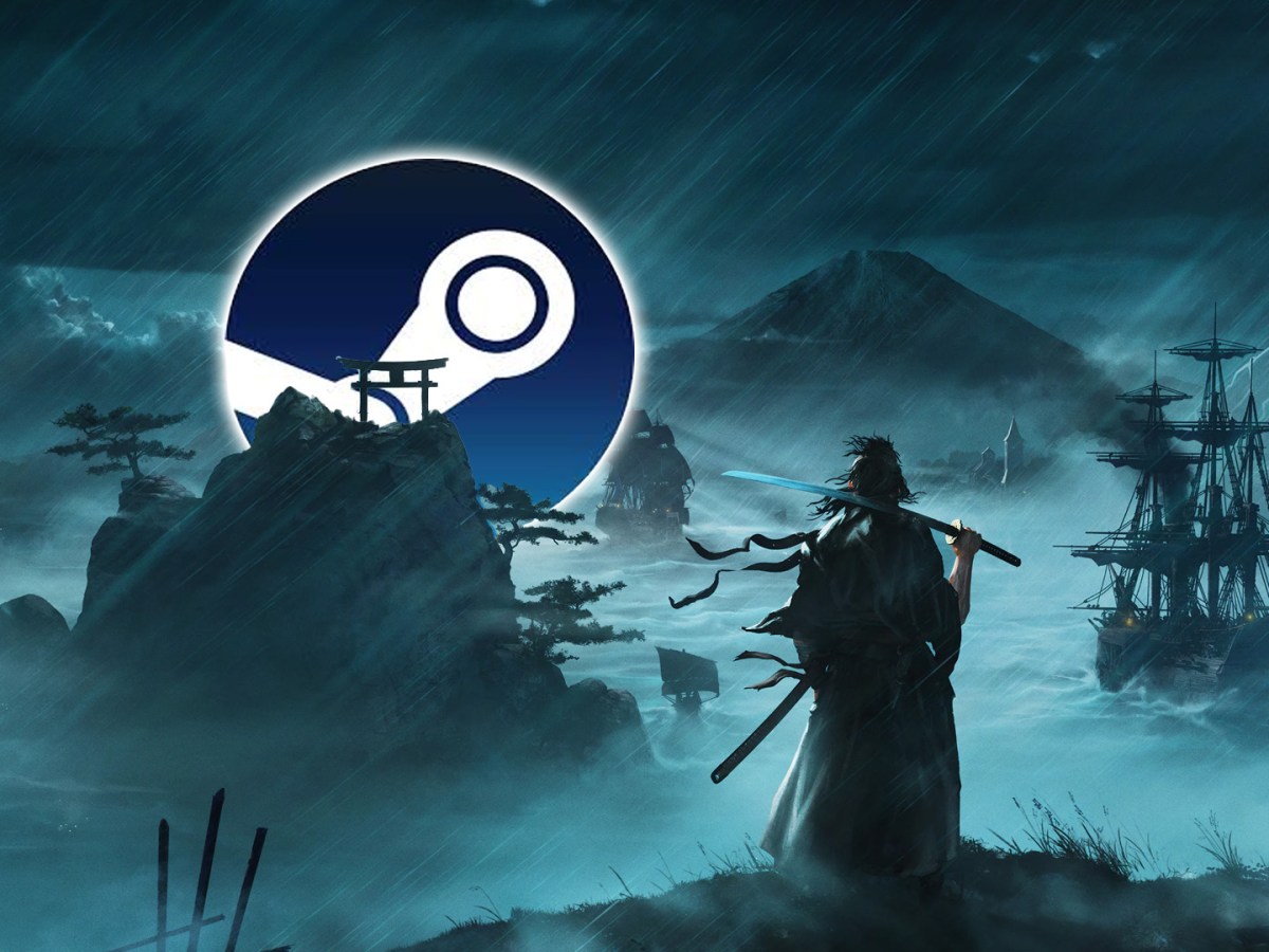 Artwork von Rise of the Ronin versetzt mit dem Logo von Steam.