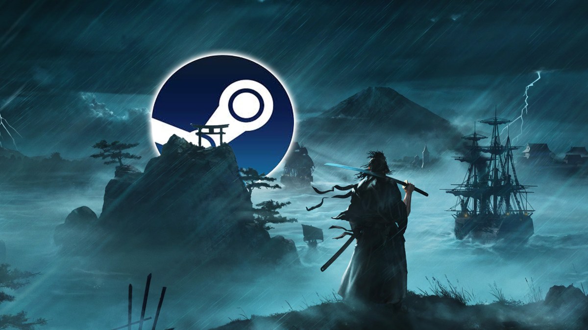 Artwork von Rise of the Ronin versetzt mit dem Logo von Steam.