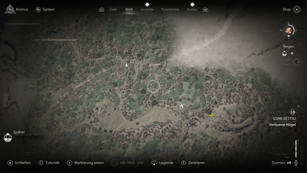 Screenshot von der Karte von Assassin's Creed Shadows.