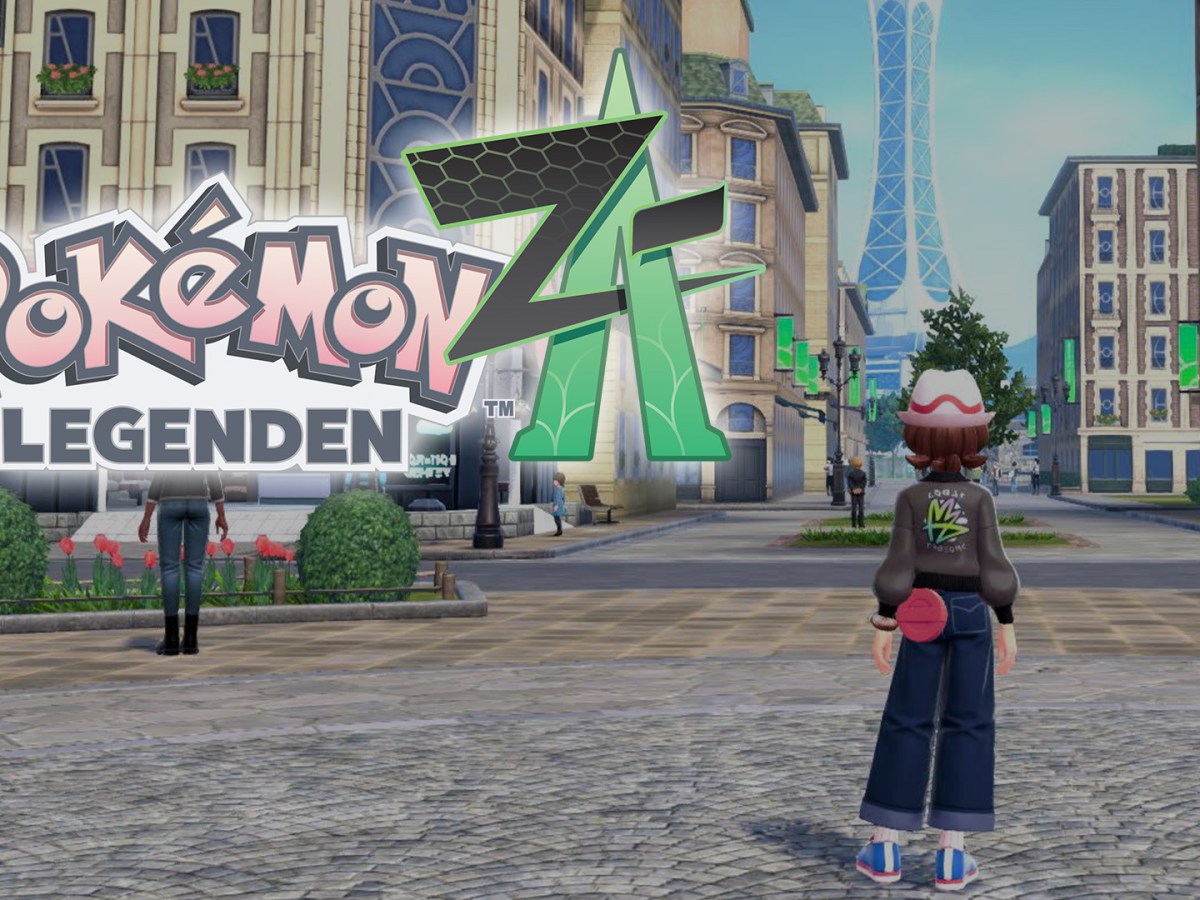 Illumina City mit dem Logo des Spiels Pokémon-Legenden: Z-A