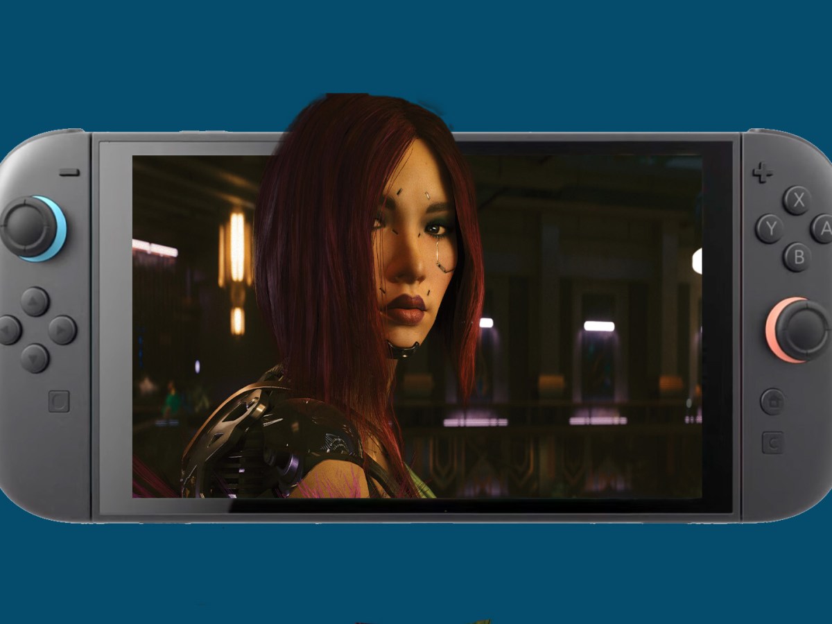 Screenshot von Cyberpunk 2077 auf einer Nintendo Switch 2.