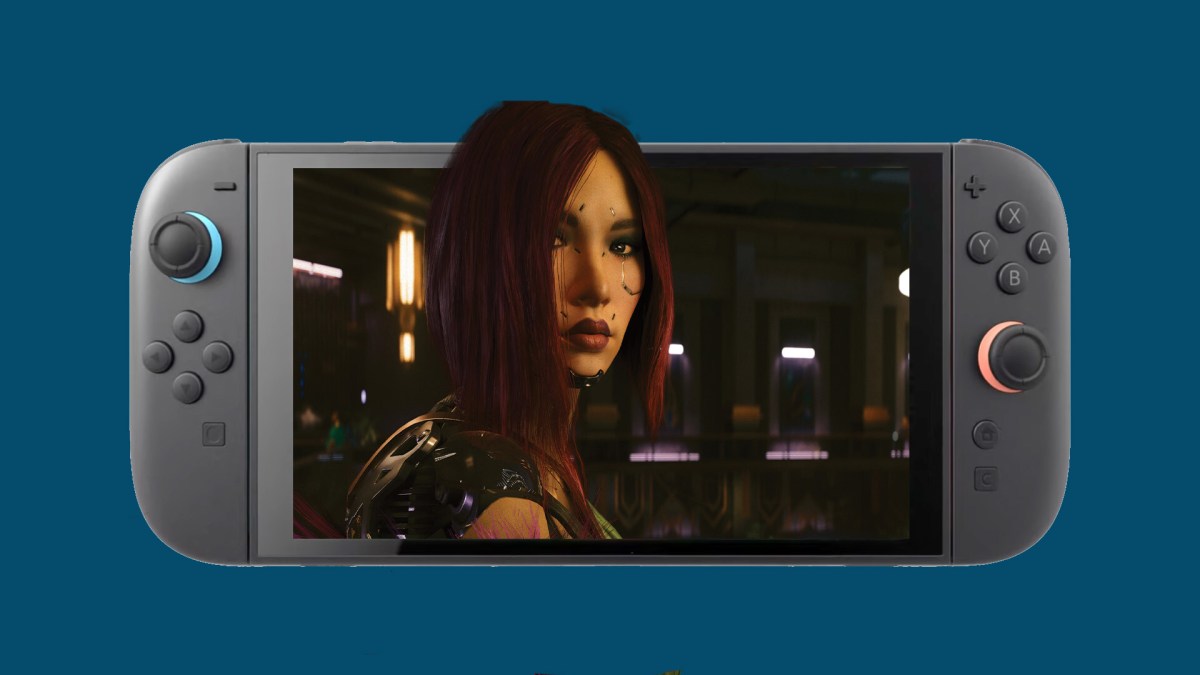 Screenshot von Cyberpunk 2077 auf einer Nintendo Switch 2.
