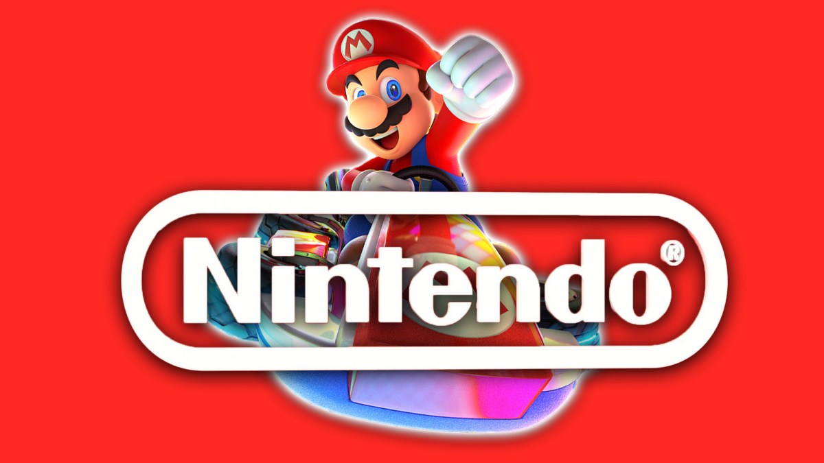 Das Logo von Nintendo samt Mario im Kart.