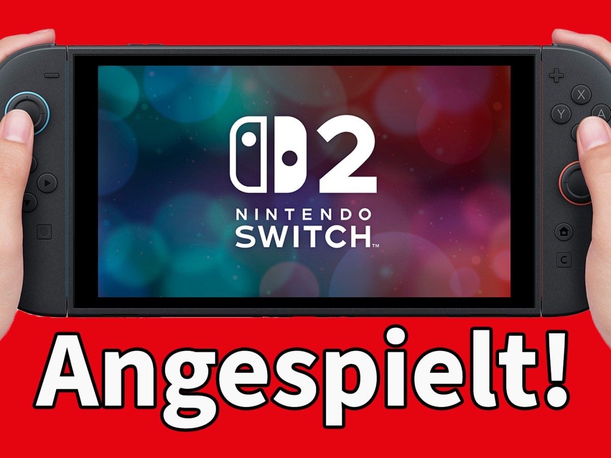Ein Bild von der Nintendo Switch 2 mit zwei Händen.