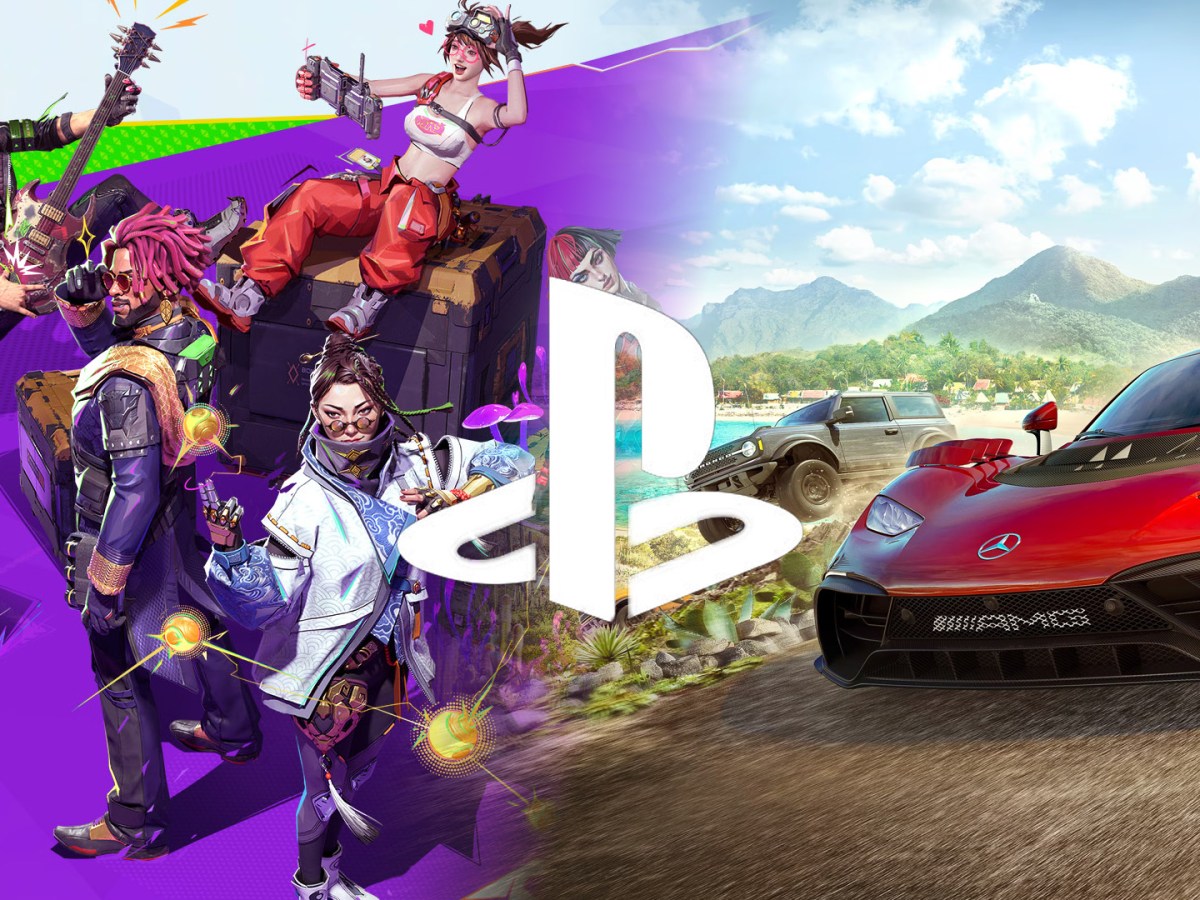 Screenshot-Collage aus Fragpunk und Forza Horizon 5, versehen mit dem Logo der PS5.