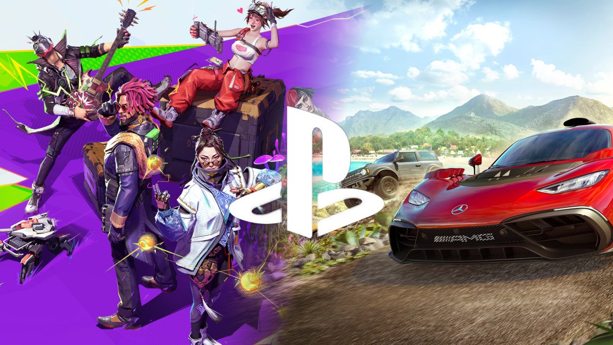 Screenshot-Collage aus Fragpunk und Forza Horizon 5, versehen mit dem Logo der PS5.