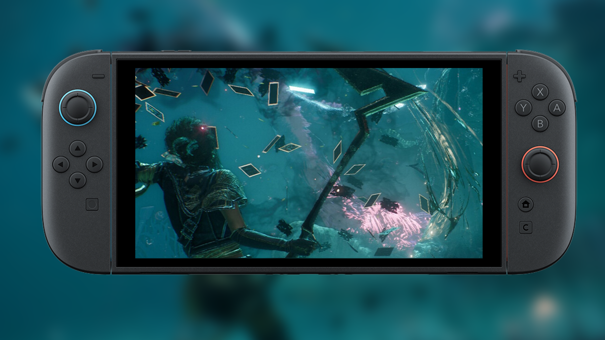 Screenshot von Clair Obscur: Expedition 33 auf der Nintendo Switch 2. Fotomontage.