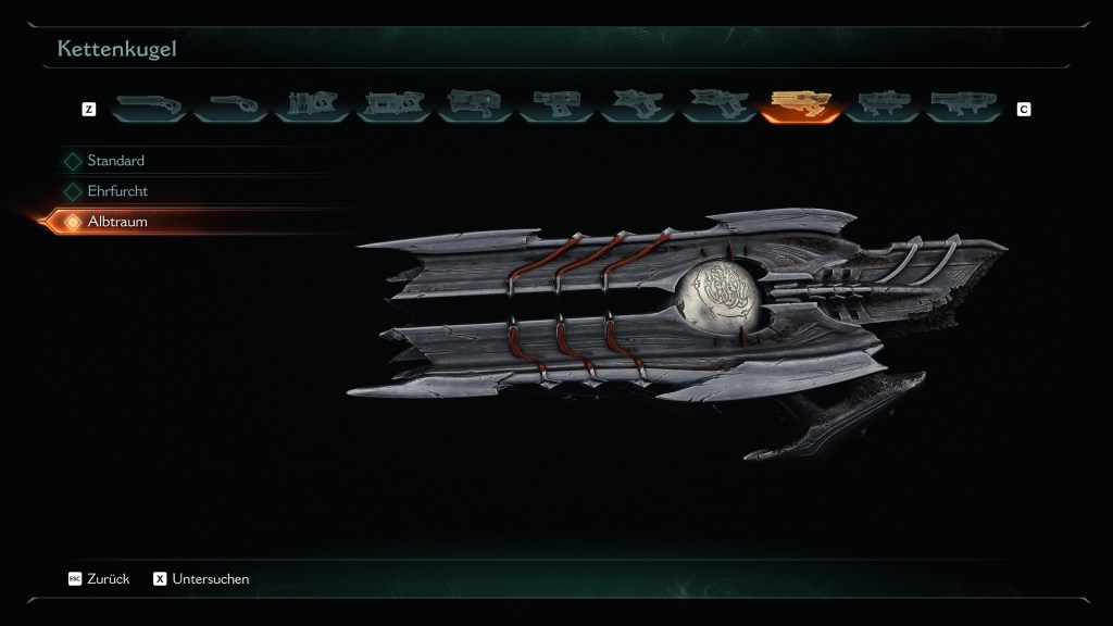Screenshot aus dem Waffenmenü von Doom: The Dark Ages.