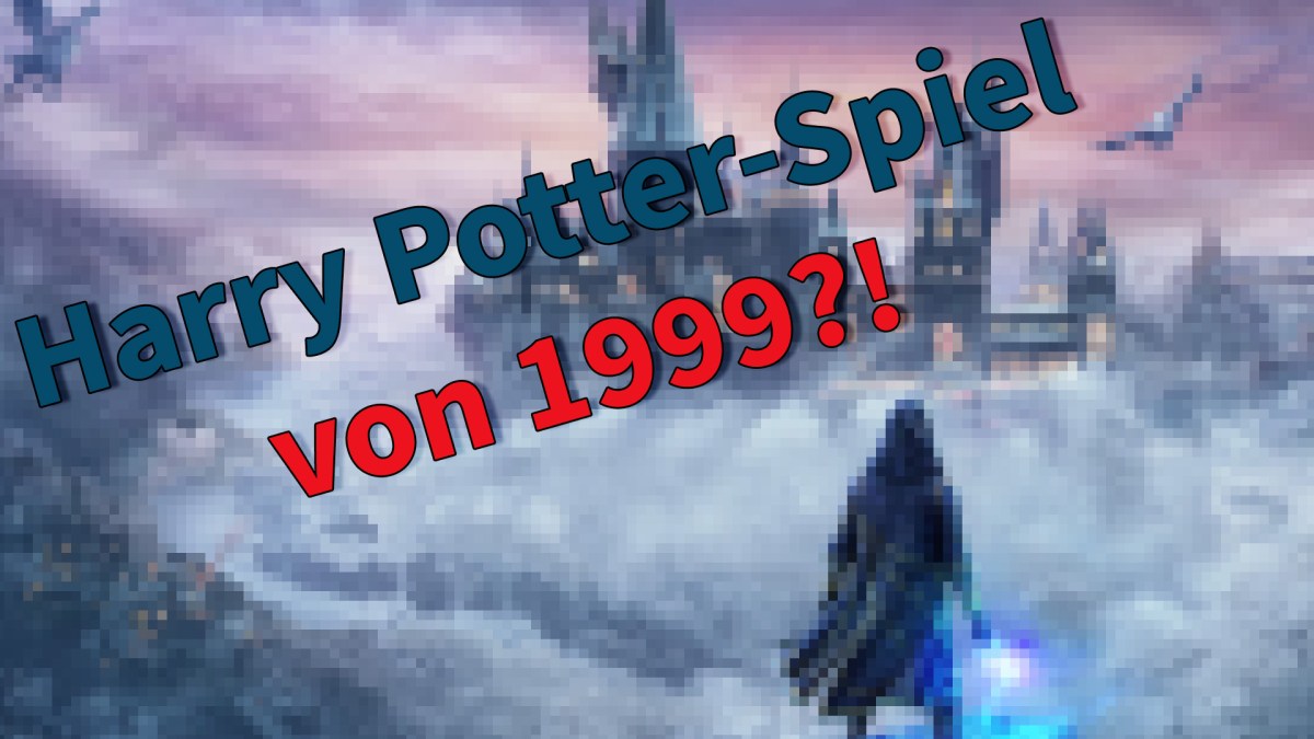 Screenshot aus Hogwarts Legacy. Bearbeitet mit Filter. Versehen mit Schriftzug 