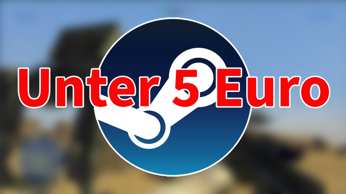 Das Steam-Logo mit roter Schrift auf verschwommenem Hintergrund.
