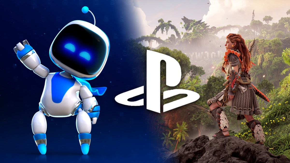 Eine Collage aus Astro Bot und Horizon Forbidden West.