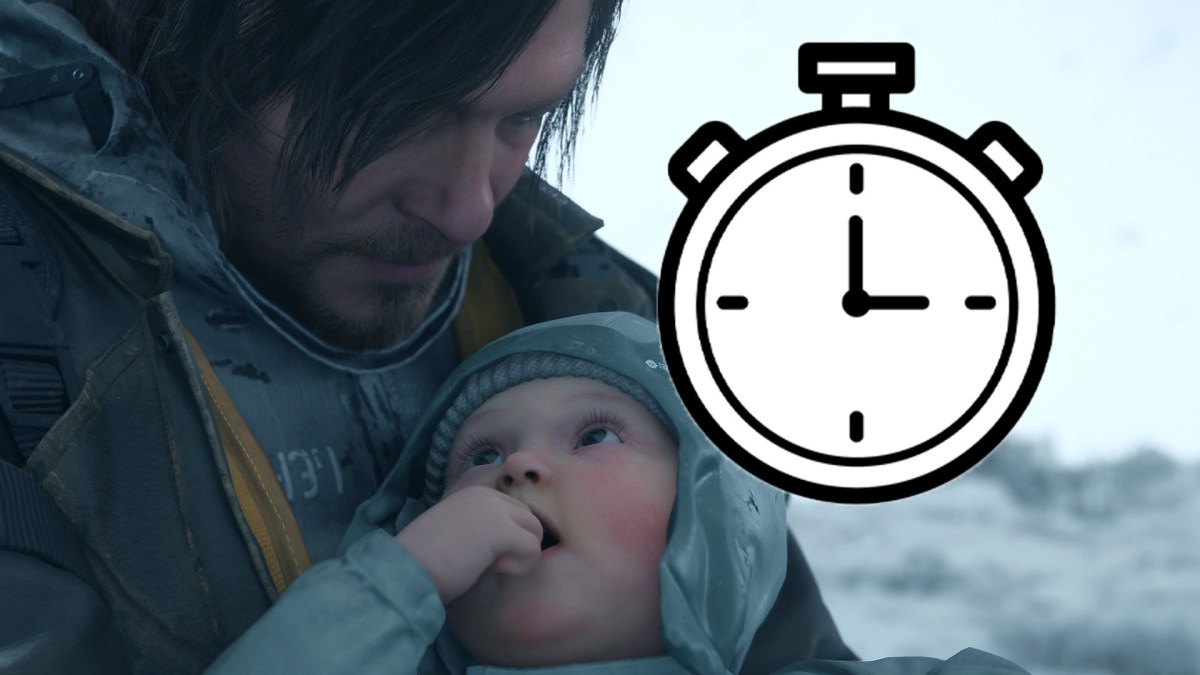 Ein Bild von Death Stranding 2 mit einer Stoppuhr darauf.