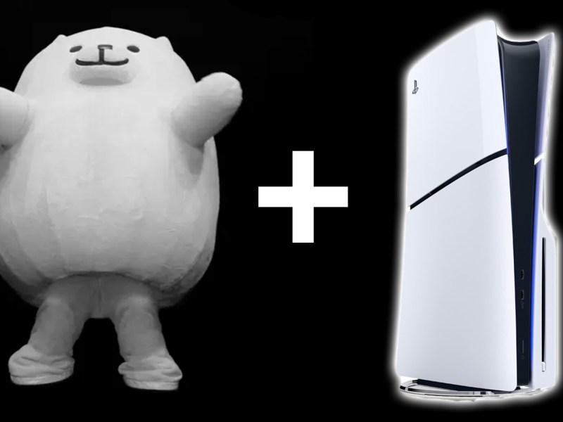Eine Collage vom Annoying Dog und der PlayStation 5.