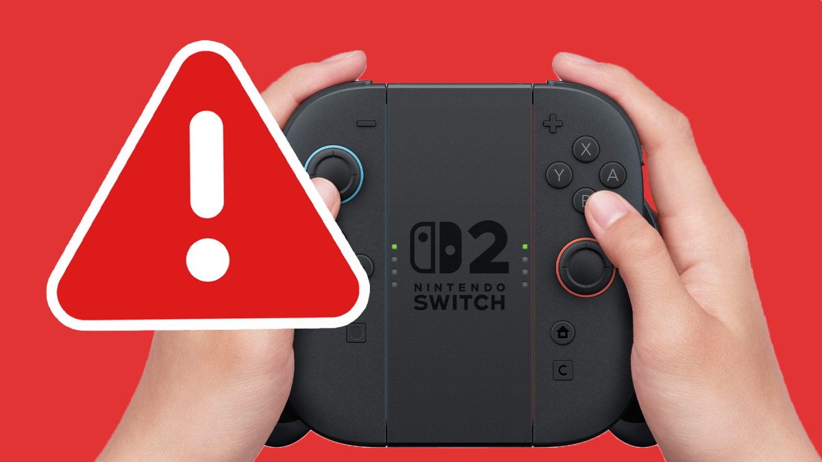 Ein Nintendo Switch 2-Controller mit einem Warnsymbol