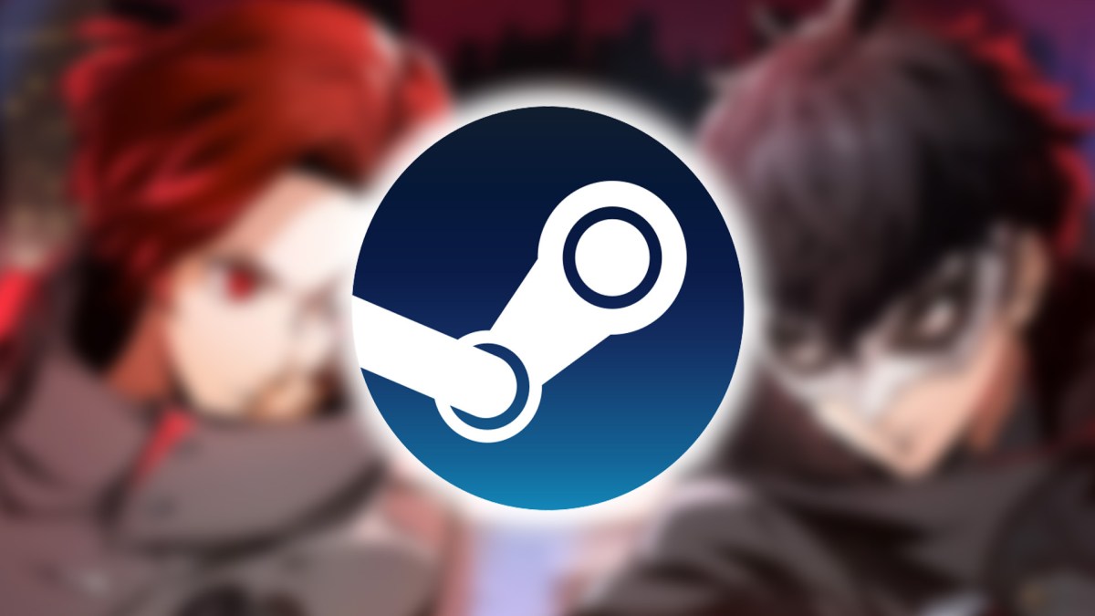 Artwork von Persona 5: The Phantom X und das Steam-Logo im Vordergrund.