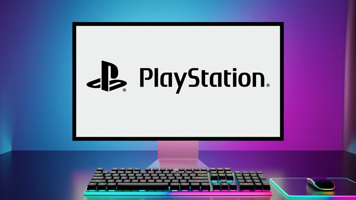 PlayStation-Logo auf dem Monitor eines PCs