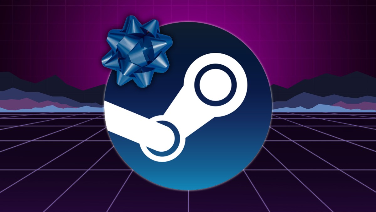 Steam-Logo mit einer Geschenkschleife