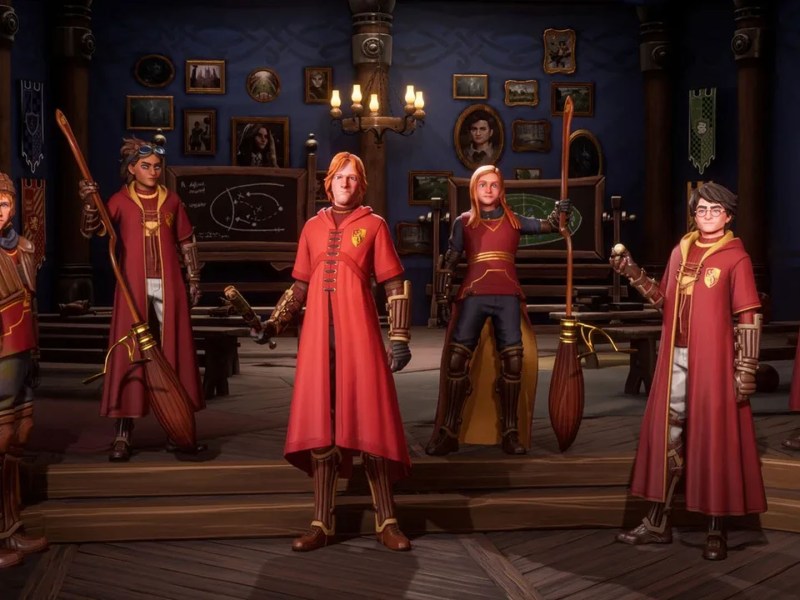 Screenshot aus Harry Potter: Quidditch Champions mit einem Gryffindor-Team