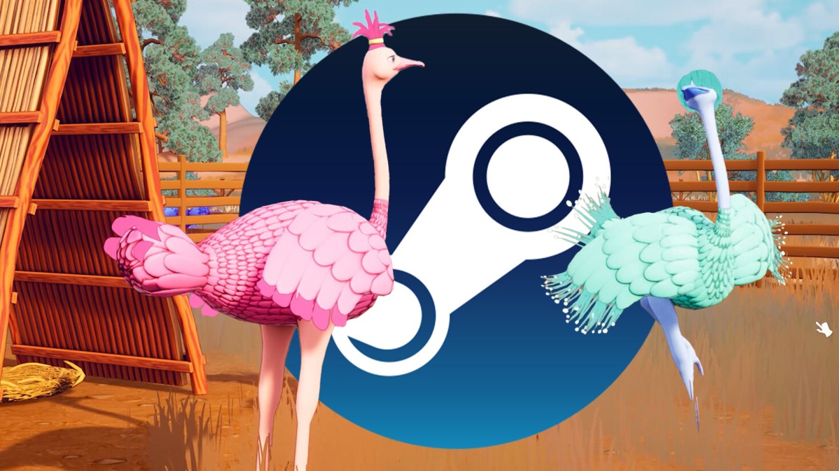 Zwei Strauße und das Steam-Logo.