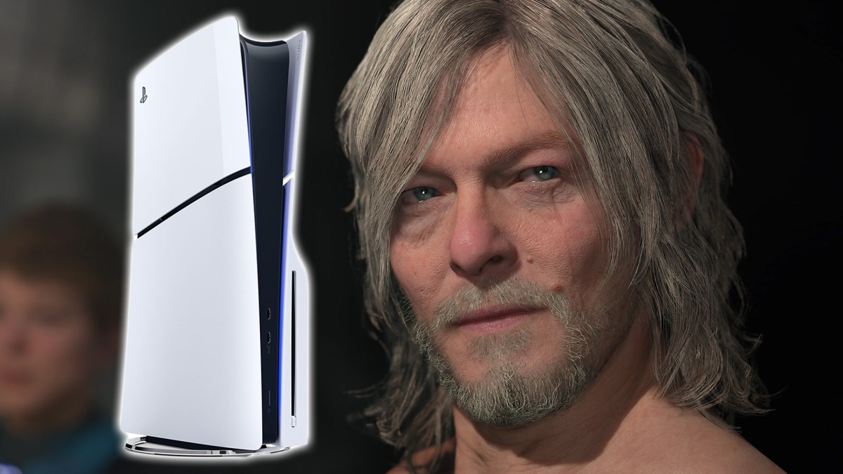 Eine Collage aus Death Stranding 2 und einer PlayStation 5.